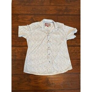 7 Downie St London Couture Shirt Men’s Medium (4) Button Up Designer Print Flip